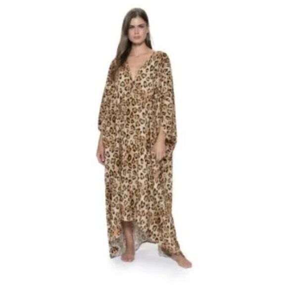NWT PilyQ Q Jennifer O/S Leo Leopard Kimono Swim Cover-Up 125431 - Picture 2 of 8